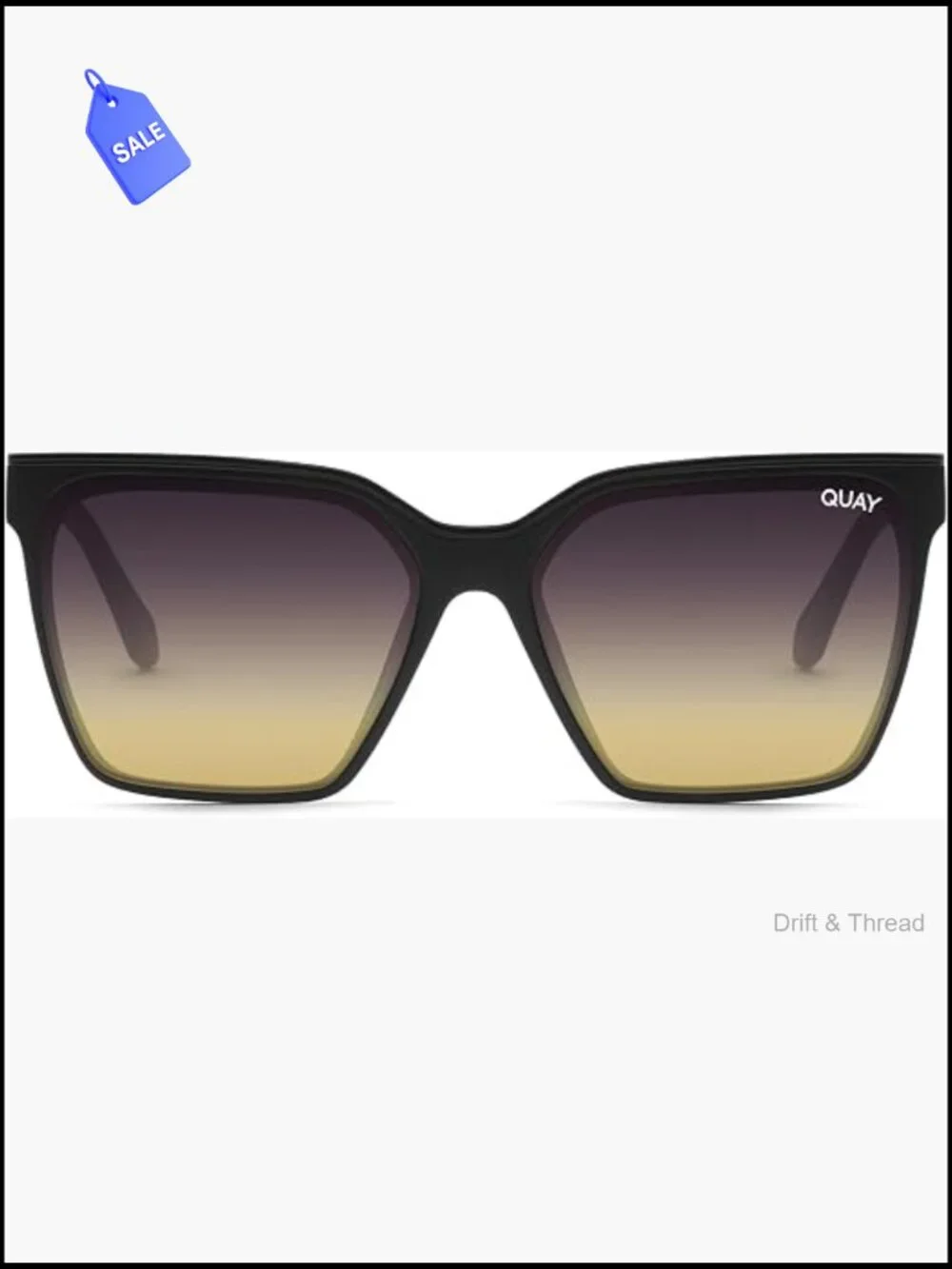 Oversized Square Sunglasses Matte Black Metal Brow Bar UV Protection Women